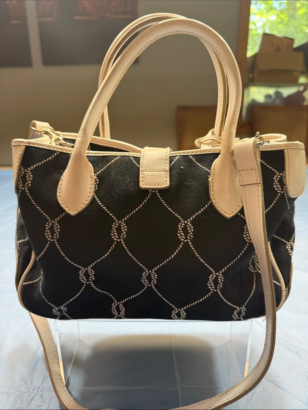 Dooney & Bourke Black with Cream Trim Satchel